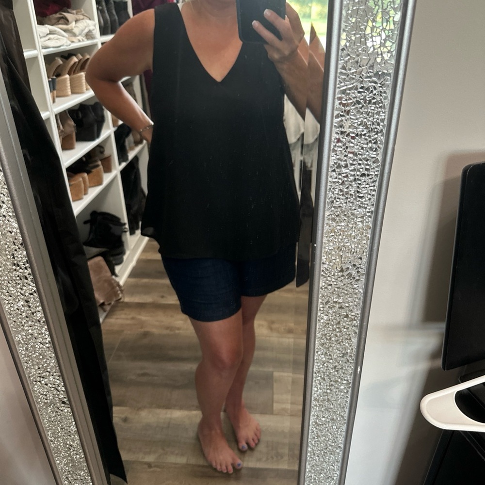 White Birch Black Relaxed Tank Top L fully lined